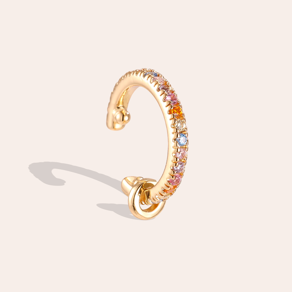 Gold-plated ear cuffs 15mm zirconia small ring  