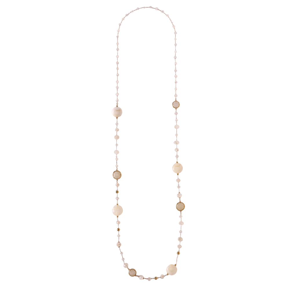 96cm resin crystals stainless steel necklace