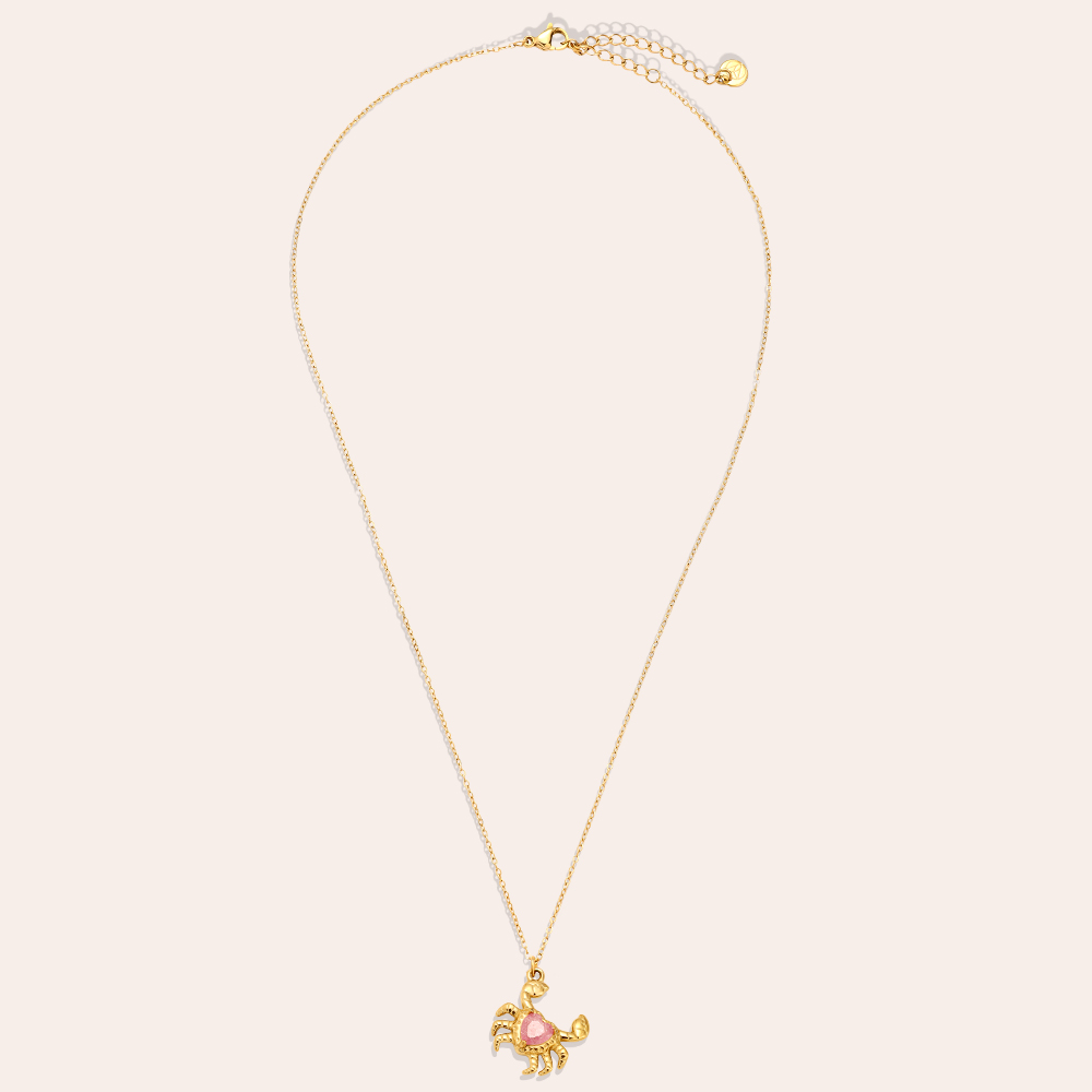 43cm Crab And Diamond Stainless Steel Necklace     