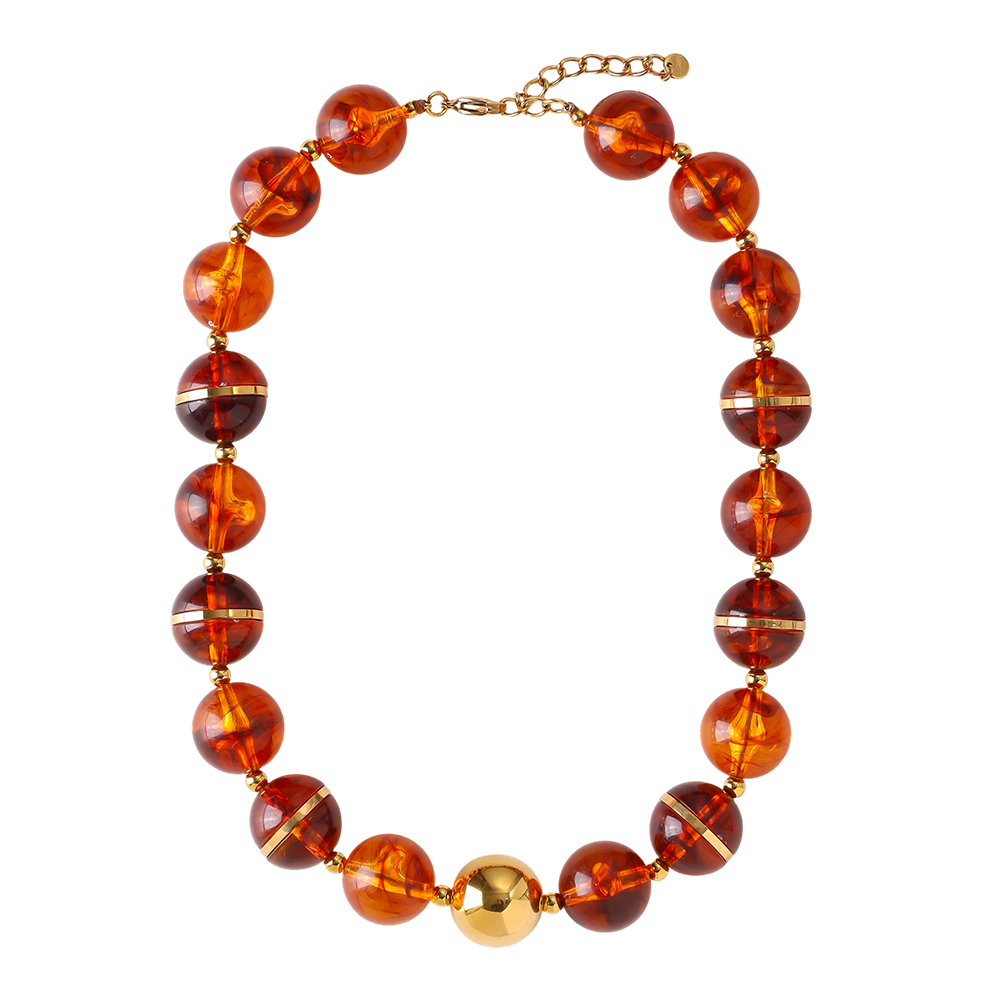 48cm round acrylic bead chain stainless steel necklace    