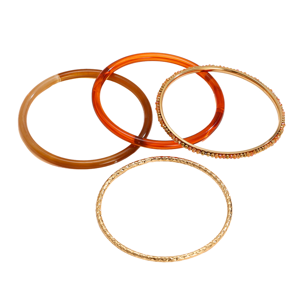6.5cm wide 4-piece acrylic stainless steel bangle set 