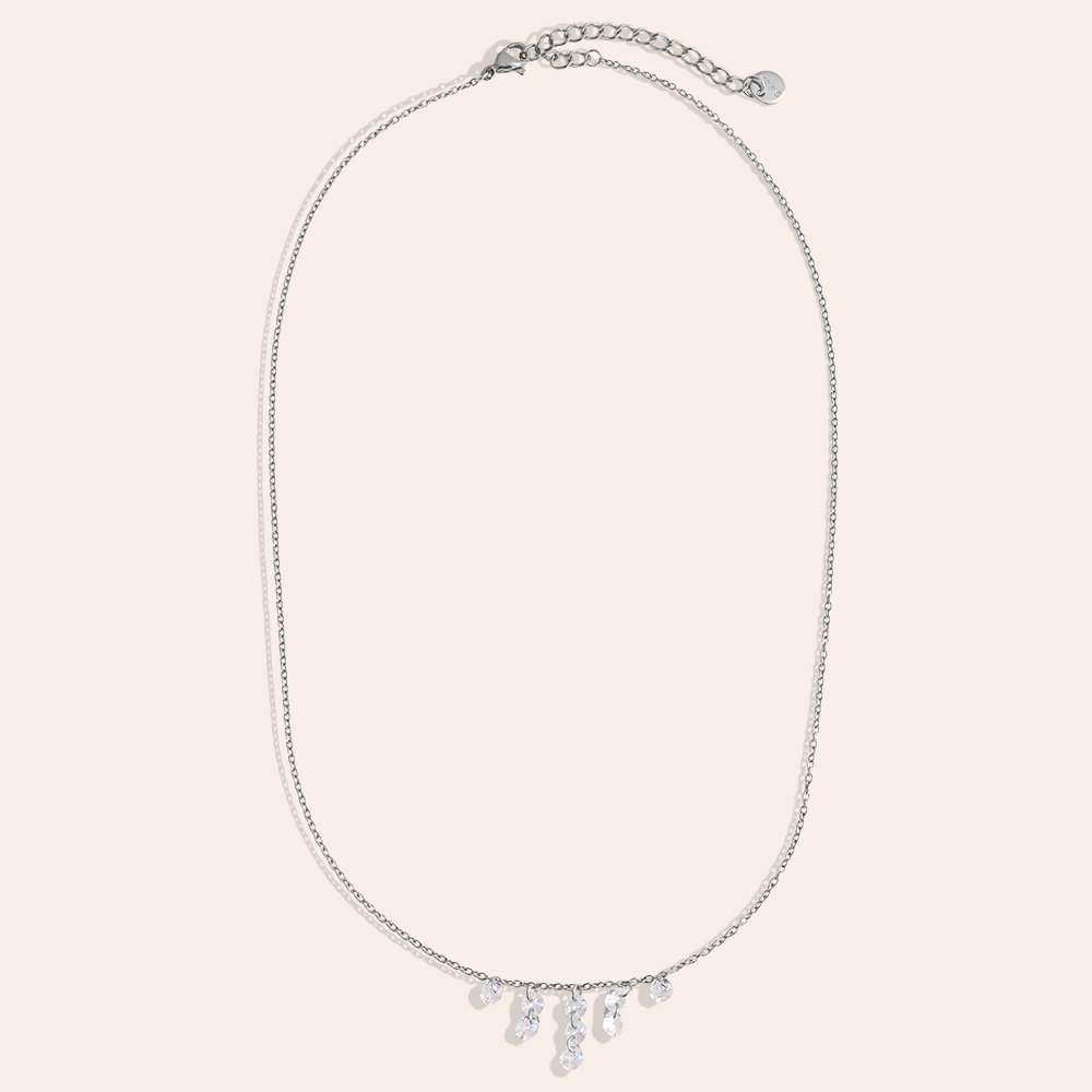 40cm crystal zirconia stainless steel necklace