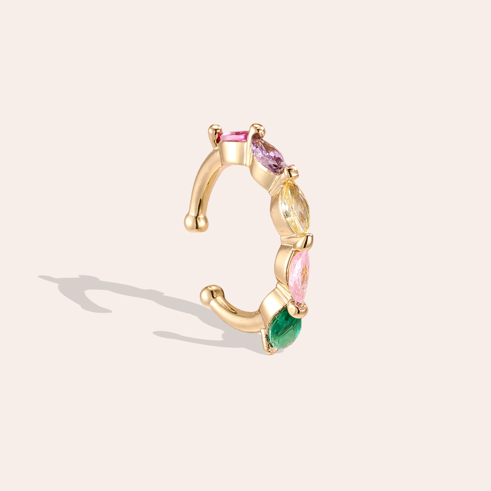 Gold-plated ear cuffs 16mm zirconia dots