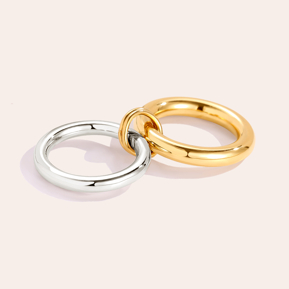 Two Layer Gold And Silver Ring Set Stainless Steel Ring    