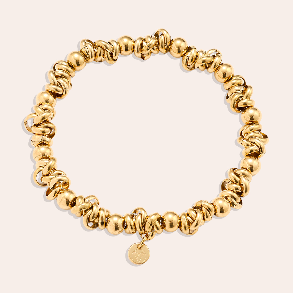 Elastic Rings And Beads stainless steel bracelet    