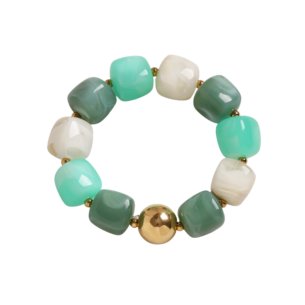 Adjustable resin square round shape stainless steel bracelet