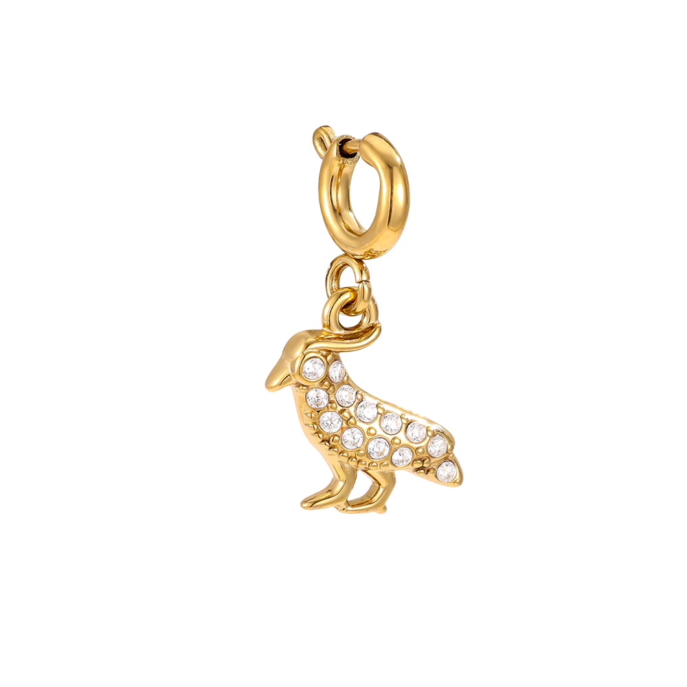 19mm zirconia bird with spring clasp stainless steel pendant copy