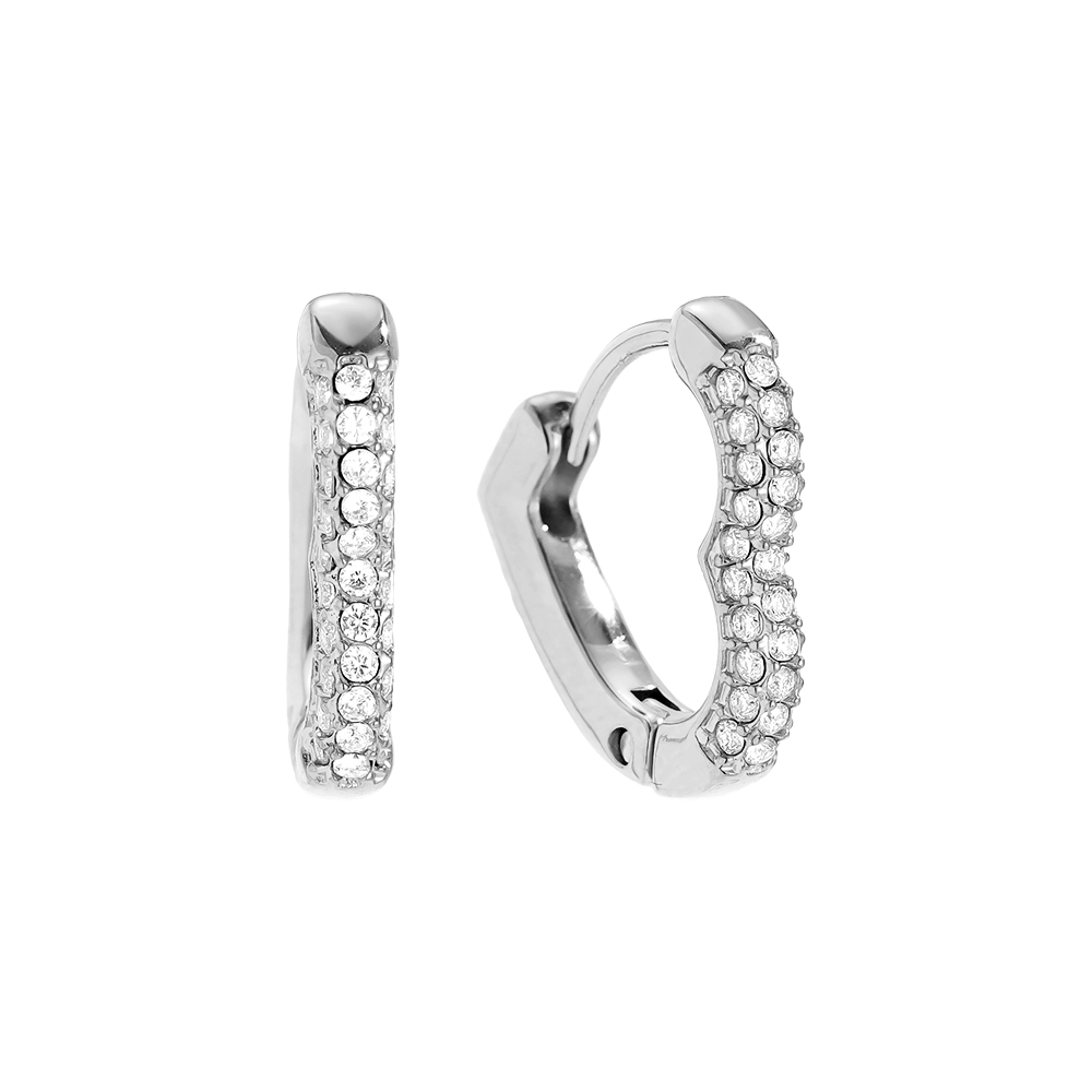 15mm Diamond Heart Hoop Stainless Steel Earrings      