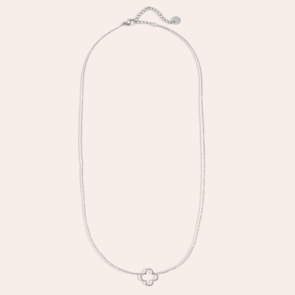 Stainless steel necklace, 43cm, simple shamrock design