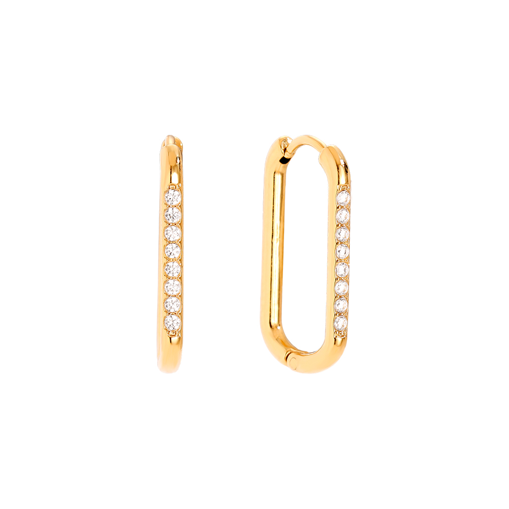 2cm Simple Diamond Hoop Stainless Steel Earrings   