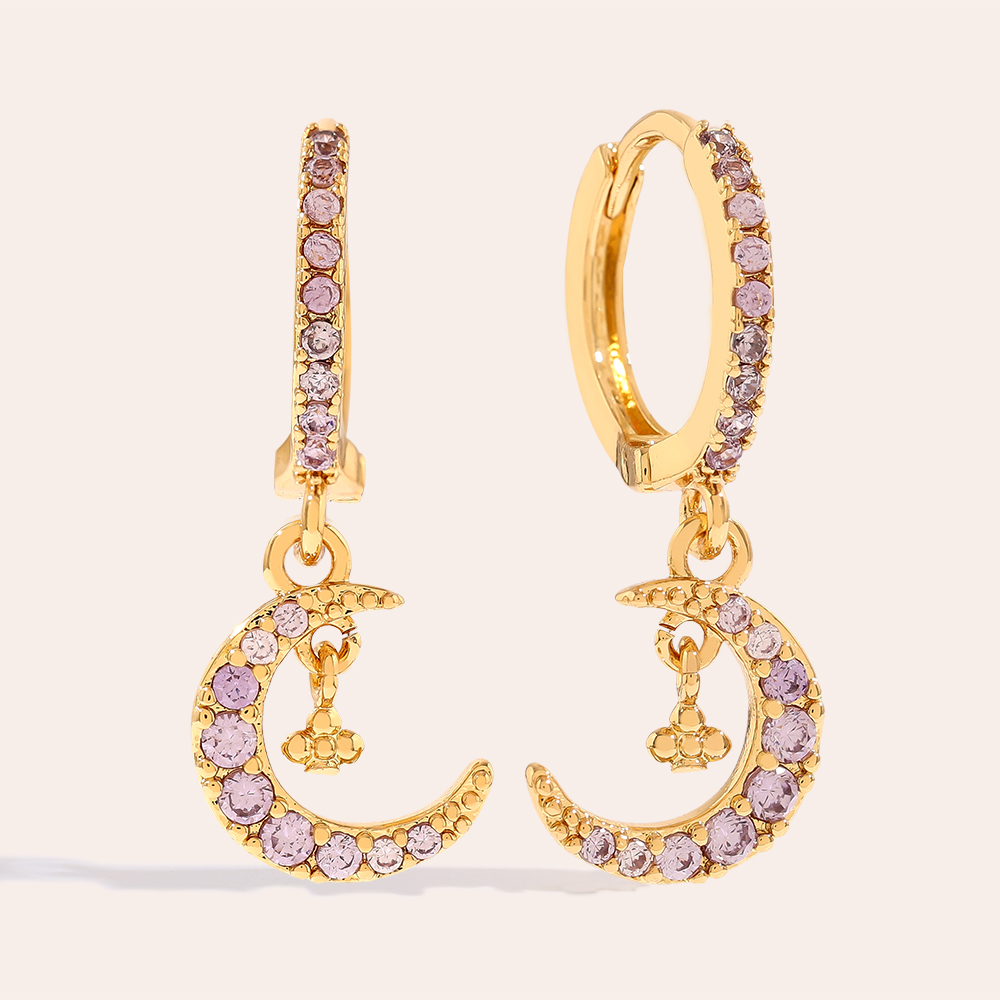 2.6cm Diamond Moon gold-plated earrings       