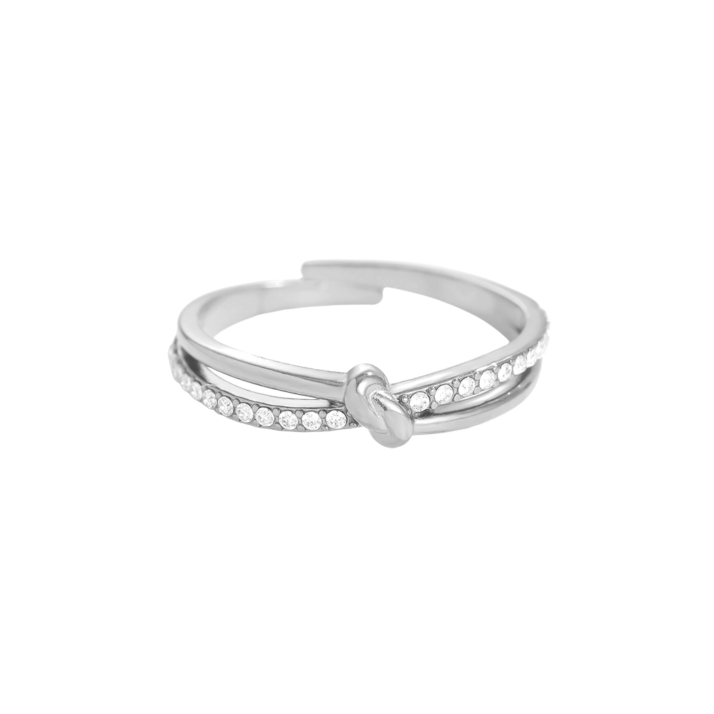 Small Knot Diamonds stainless steel ring    