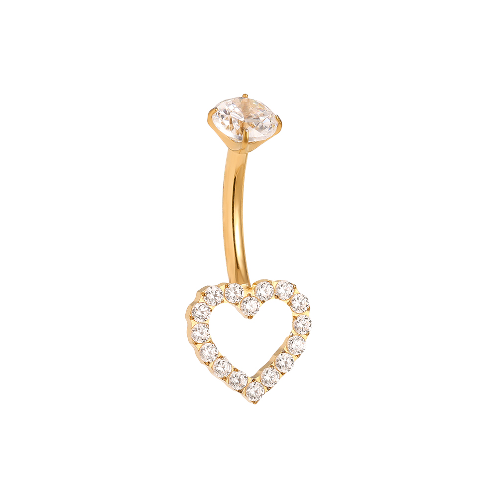 1.6*10mm Diamond Heart Titanium Belly Piercing  