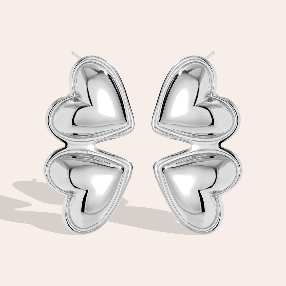 17*35mm Two Hearts stainless steel earrings        