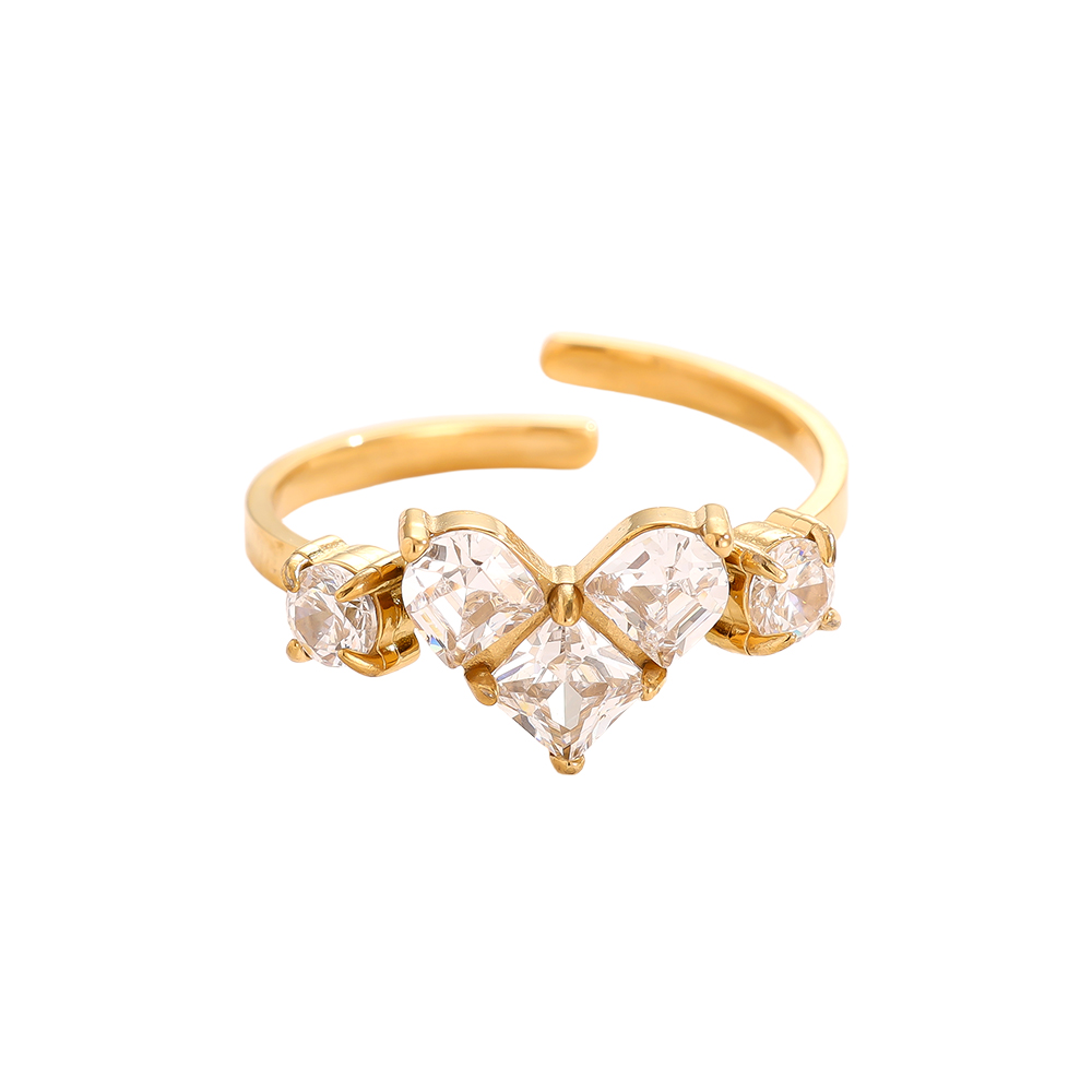 Mosaic Diamond Heart stainless steel ring   