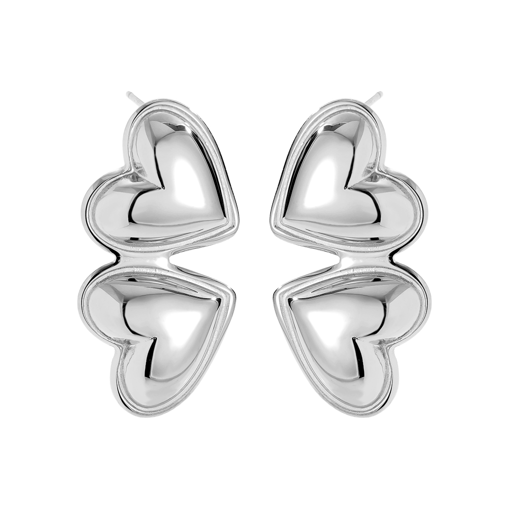 17*35mm Two Hearts stainless steel earrings        