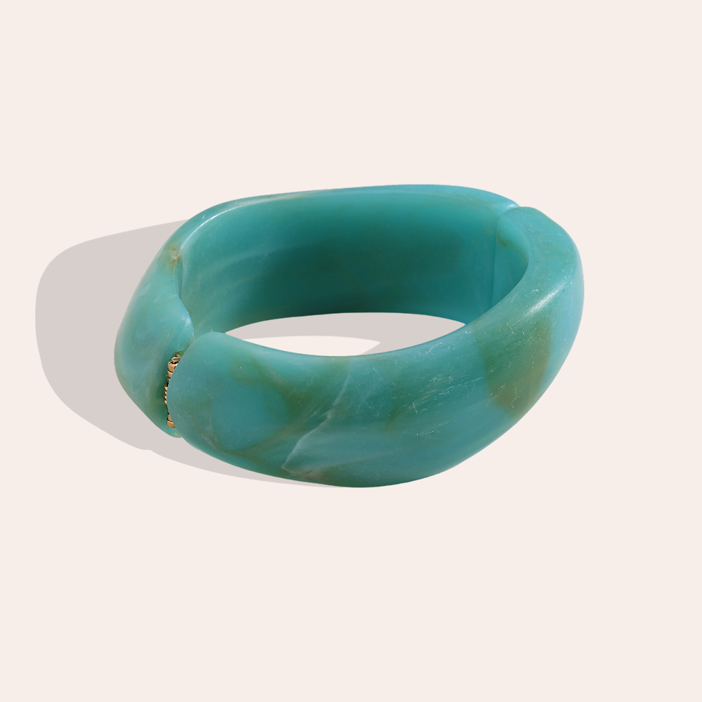 Stainless steel bangle Adjustable oval resin