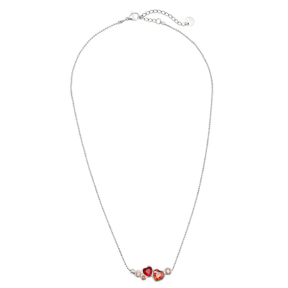 40cm Diamond Red Heart stainless steel necklace   