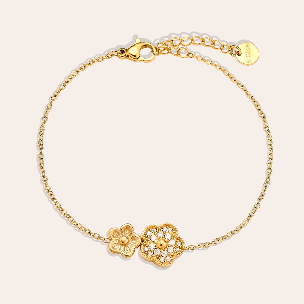 17cm Two cute flowers stainless steel bracelet       