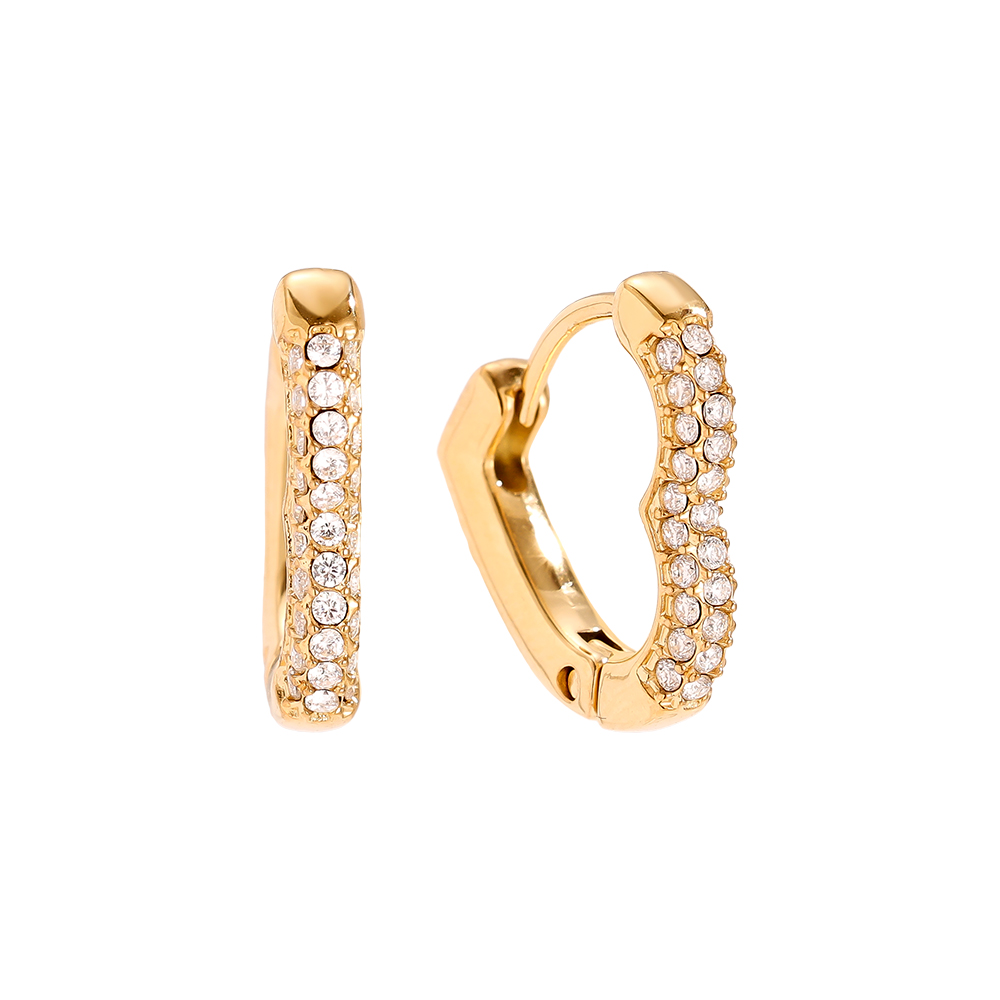 15mm Diamond Heart Hoop Stainless Steel Earrings      
