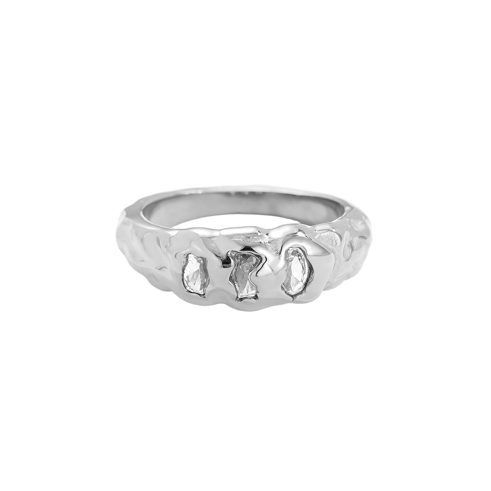 Three Diamonds stainless steel ring    