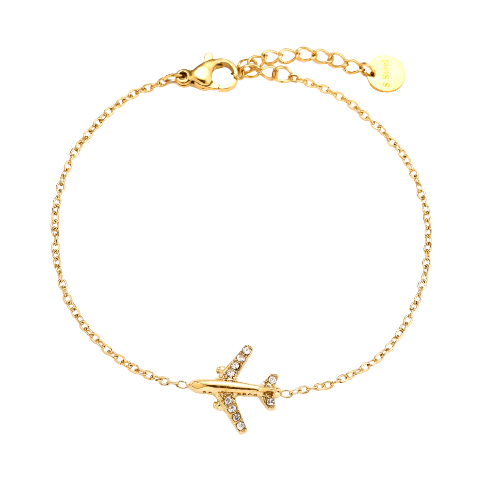 17cm Diamond Airplane stainless steel bracelet    