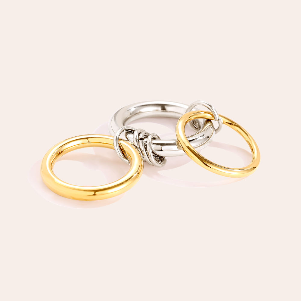 Three Layer Gold And Silver Ring Set Stainless Steel Ring    