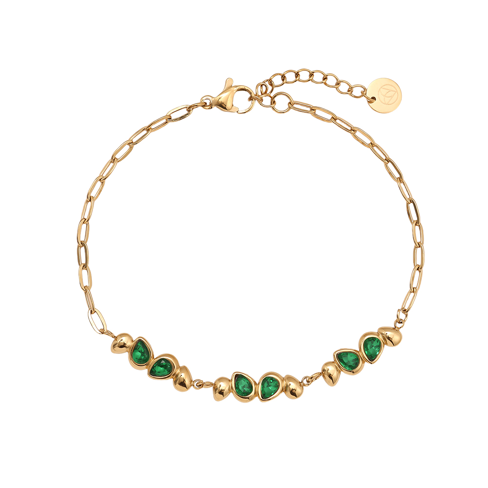 17cm Nice Green Diamond stainless steel bracelet       