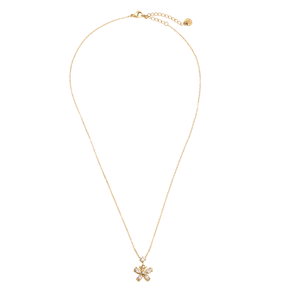 40cm zirconia butterfly stainless steel necklace 