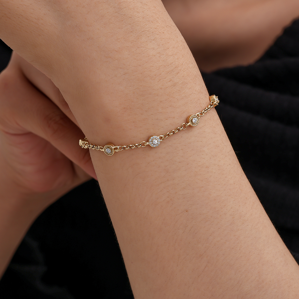 17cm Perfect Small Diamond Dots stainless steel bracelet        