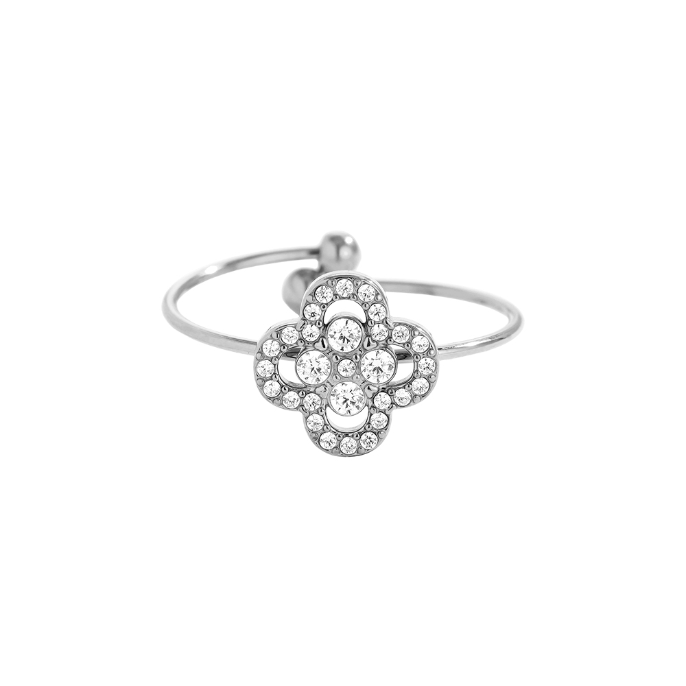 Diamond Lucky Flower stainless steel ring     Diamond Lucky Flower stainless steel ring