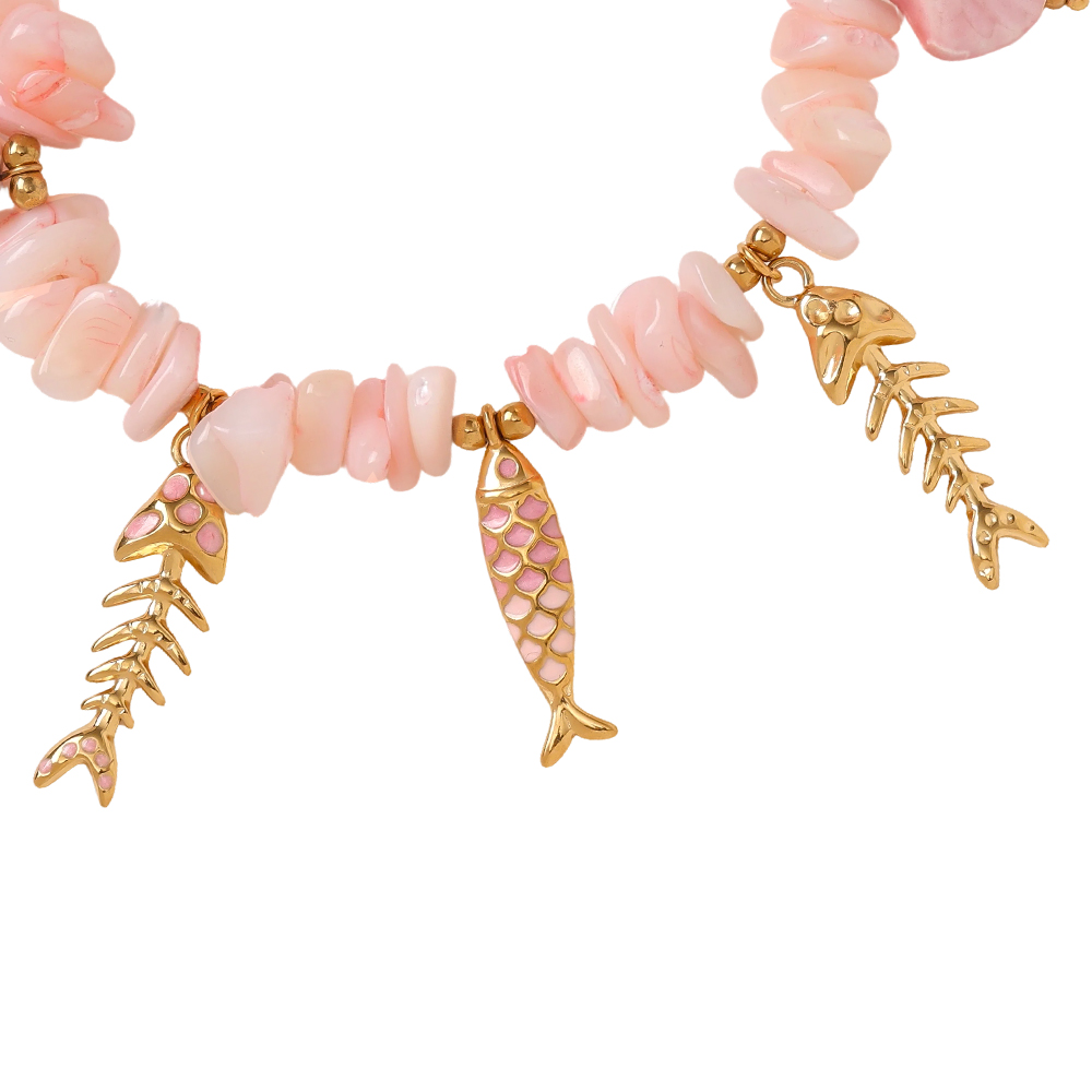 Stainless steel bracelet 17cm rose fish 