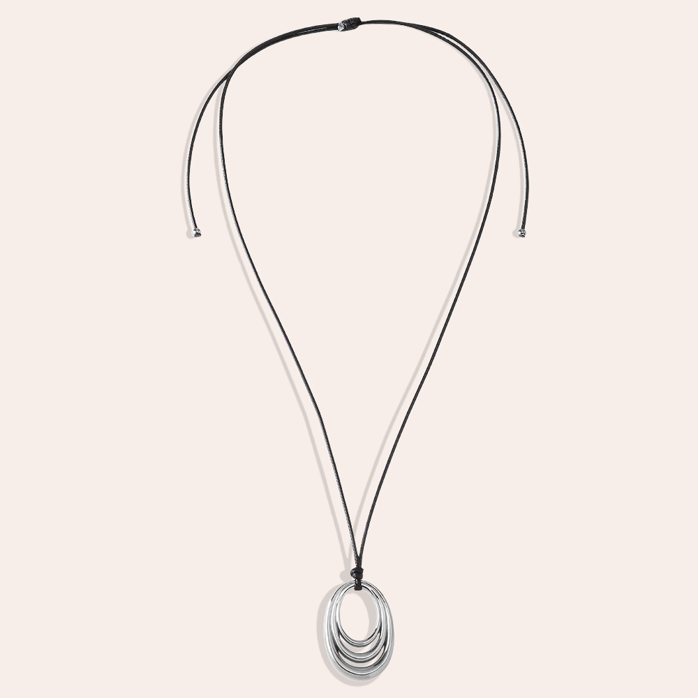 90cm multi-layered circle stainless steel pendant necklace