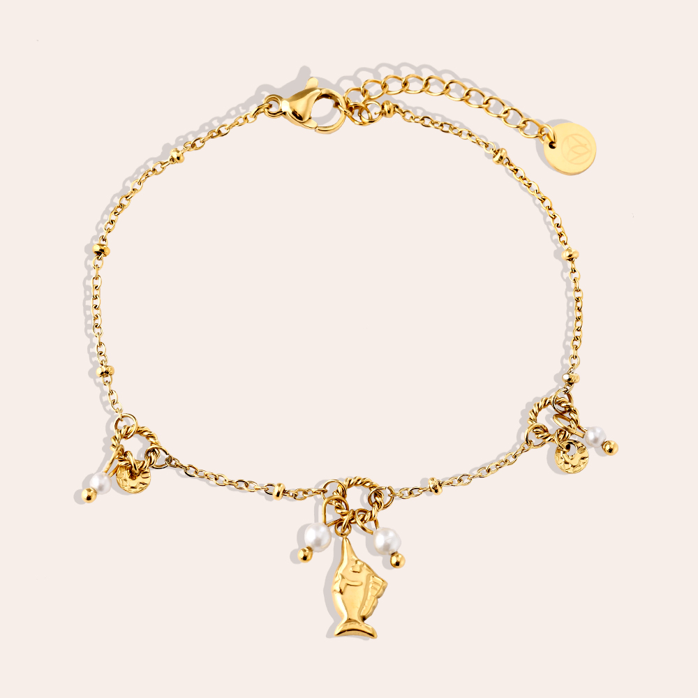 17cm Pearl Fish stainless steel bracelet