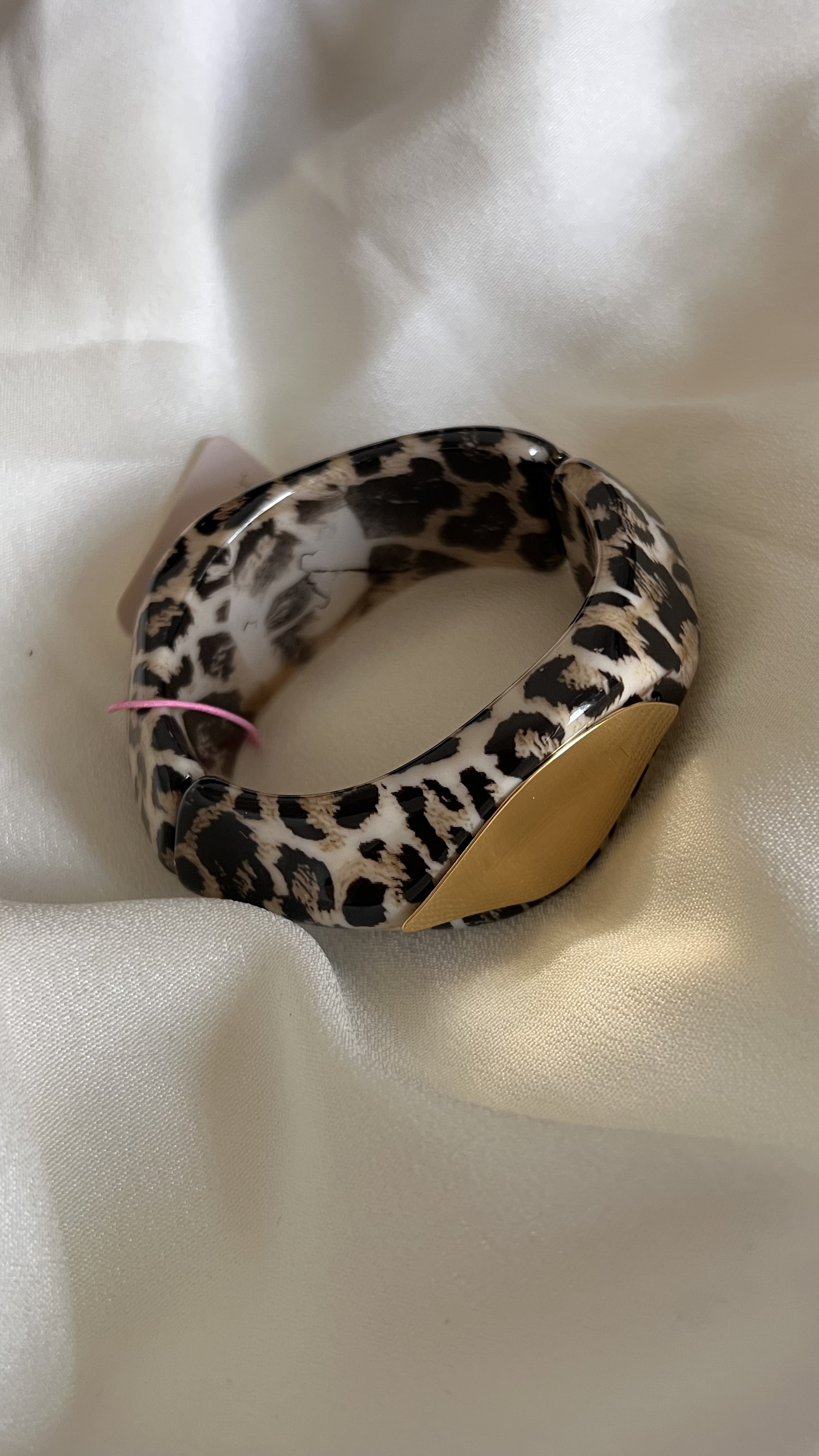 Irregular Chunky Resin Stainless Steel Bangle 