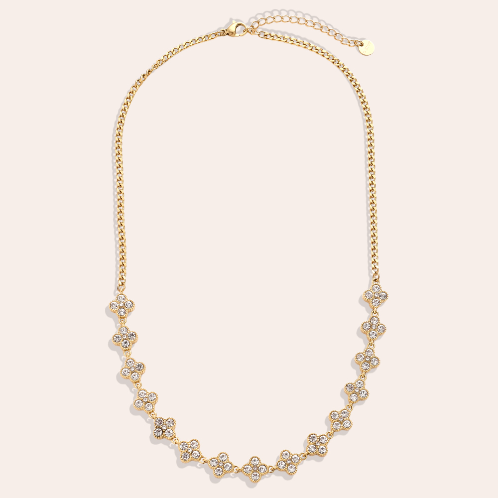 40cm Diamond Half Lucky Flowers stainless steel necklace 40cm Diamond Half Lucky Flowers stainless steel necklace