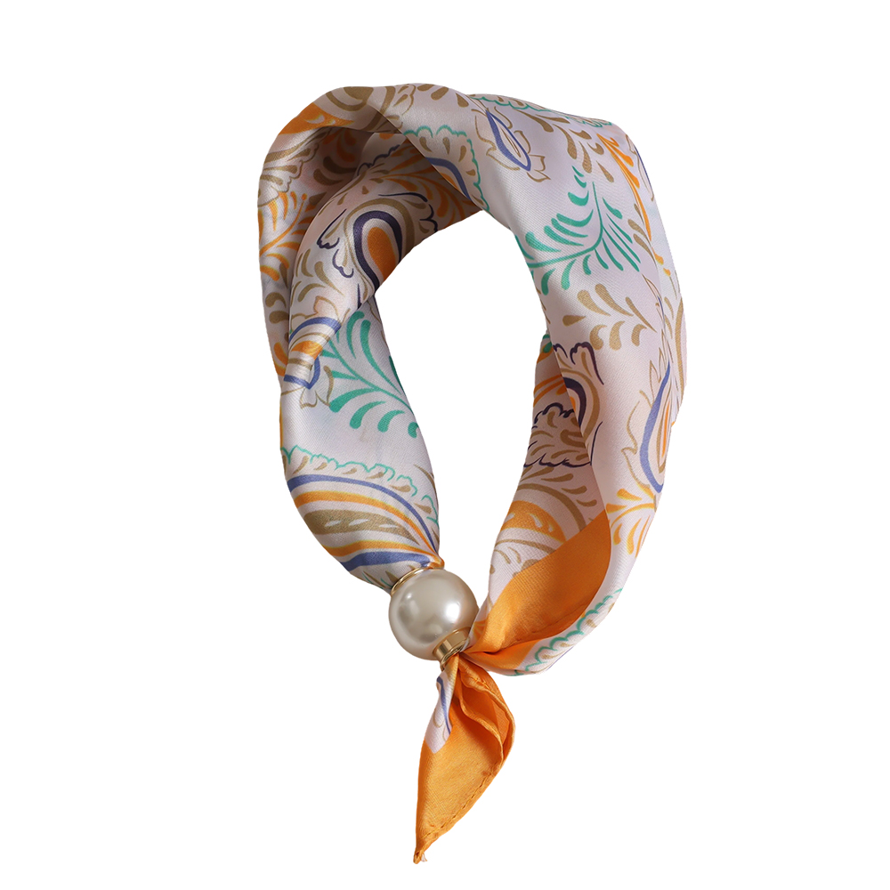 43cm Paisley Pattern Beige Beaded Scarf