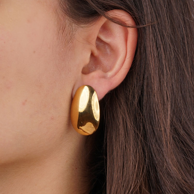 Long Mirror Shield stainless steel stud earrings