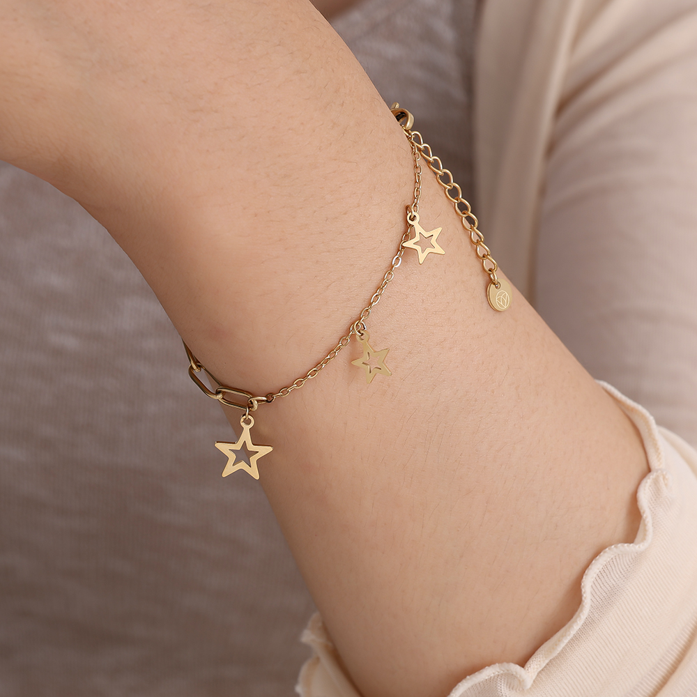 Stainless steel bracelet 16cm Hollow Stars