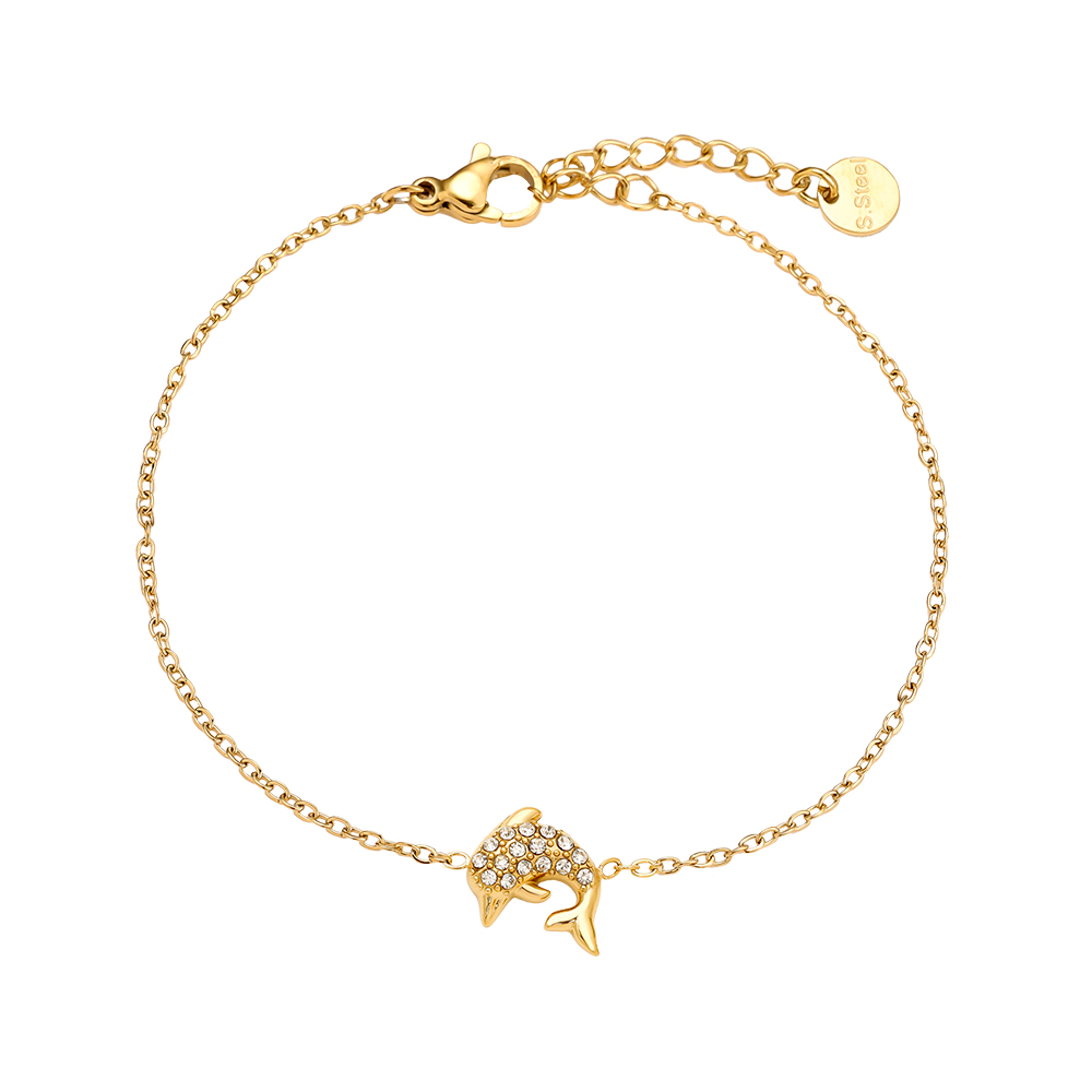 17cm Diamond Dolphin stainless steel bracelet    