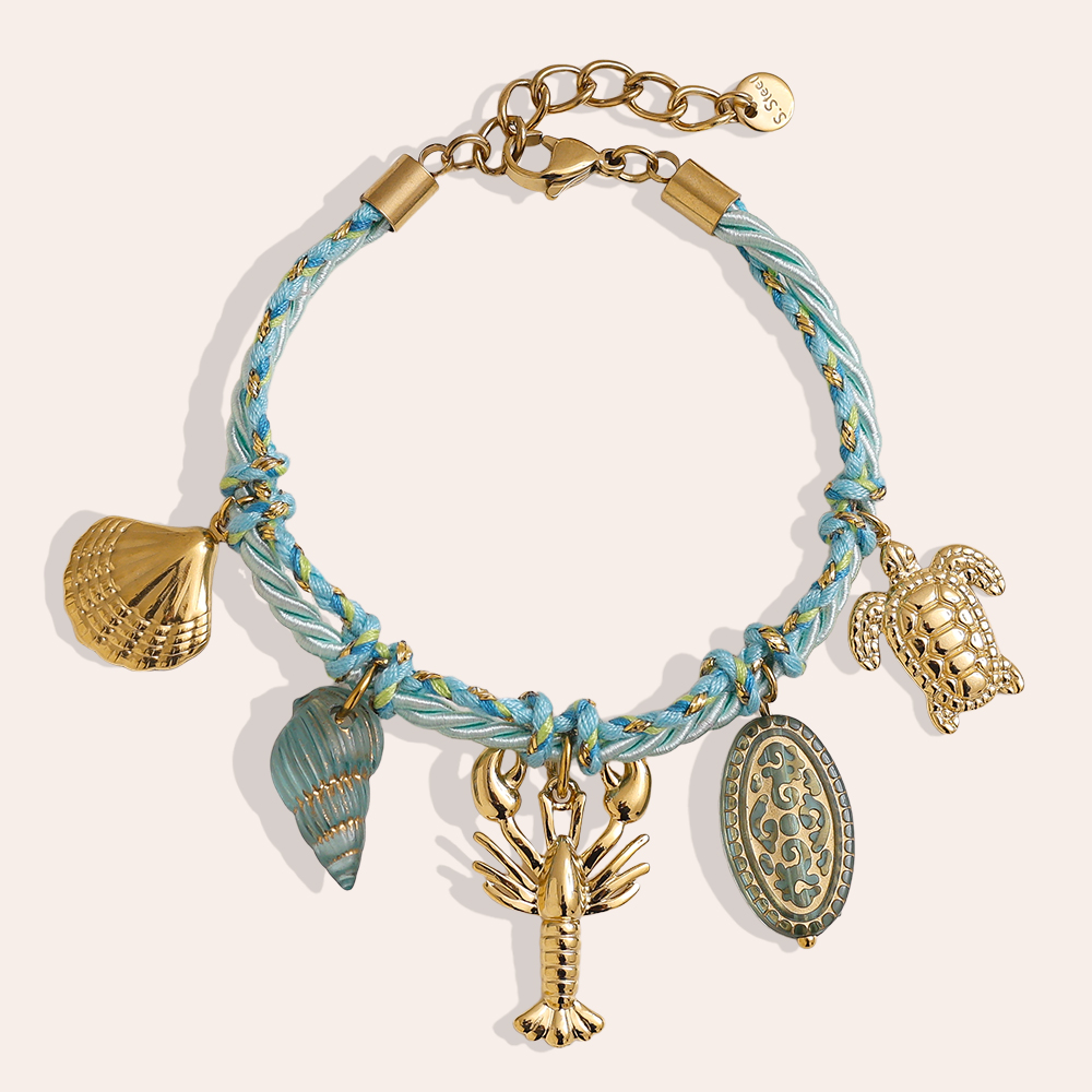 18cm blue ocean style stainless steel bracelet   