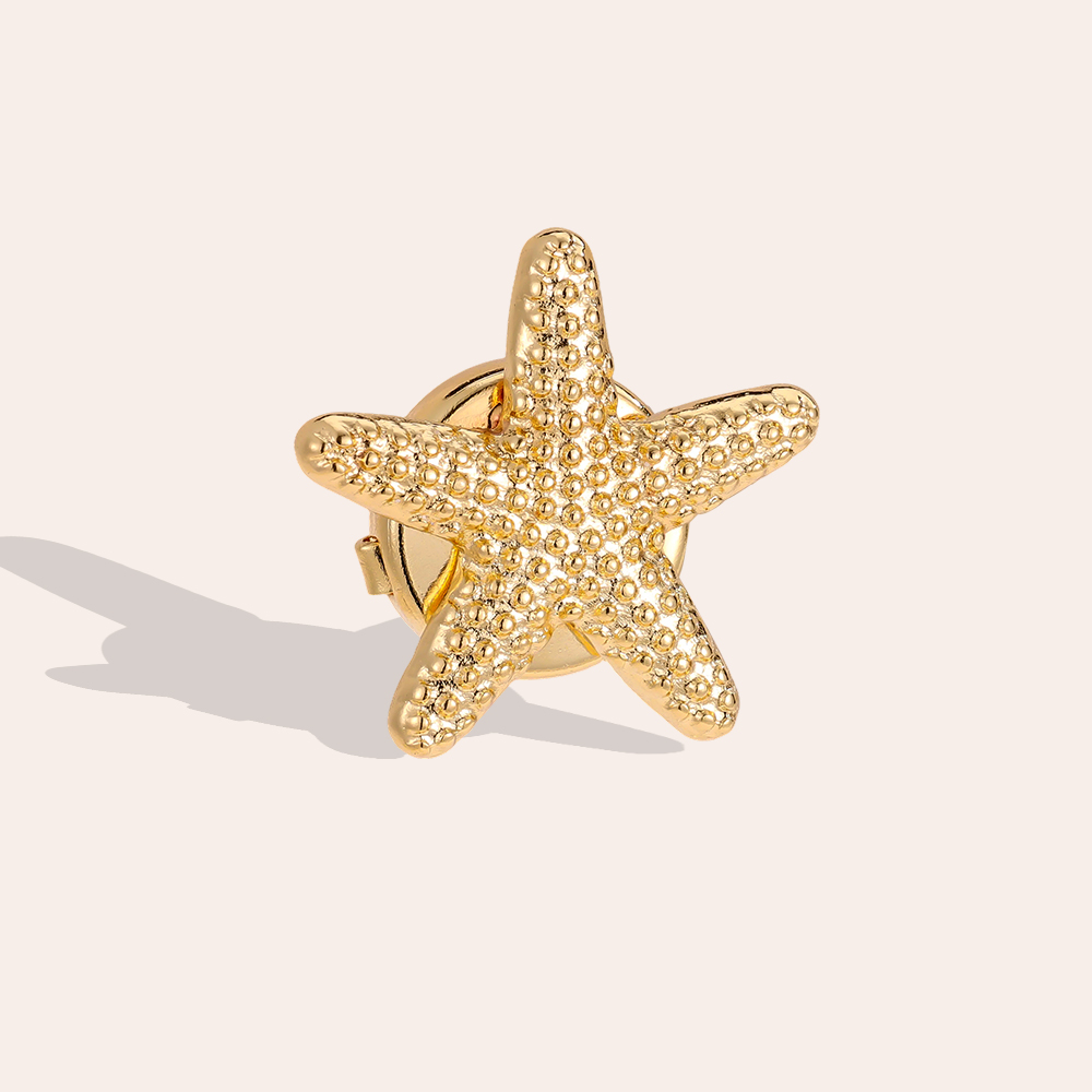 25mm textured starfish decorative button brooch