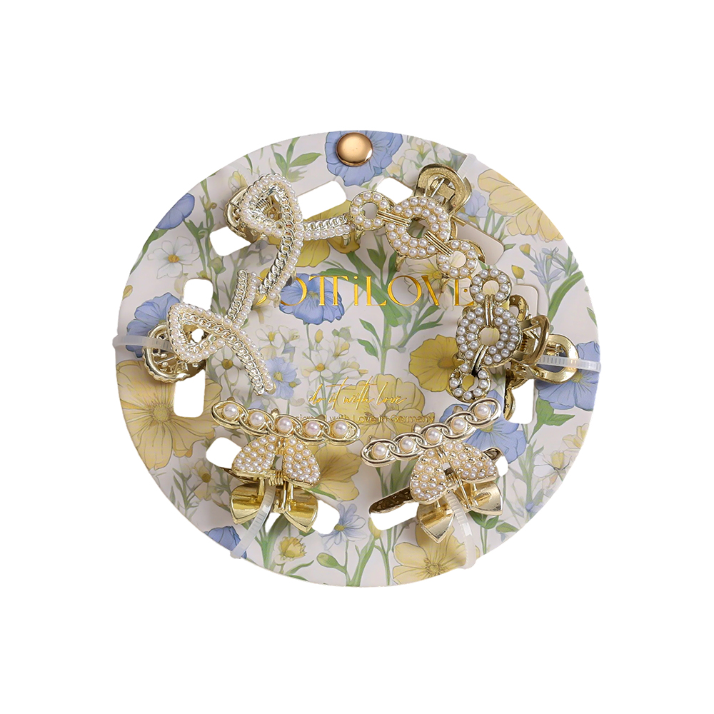 3cm 6 pcs. Small pearl bow hair clip set