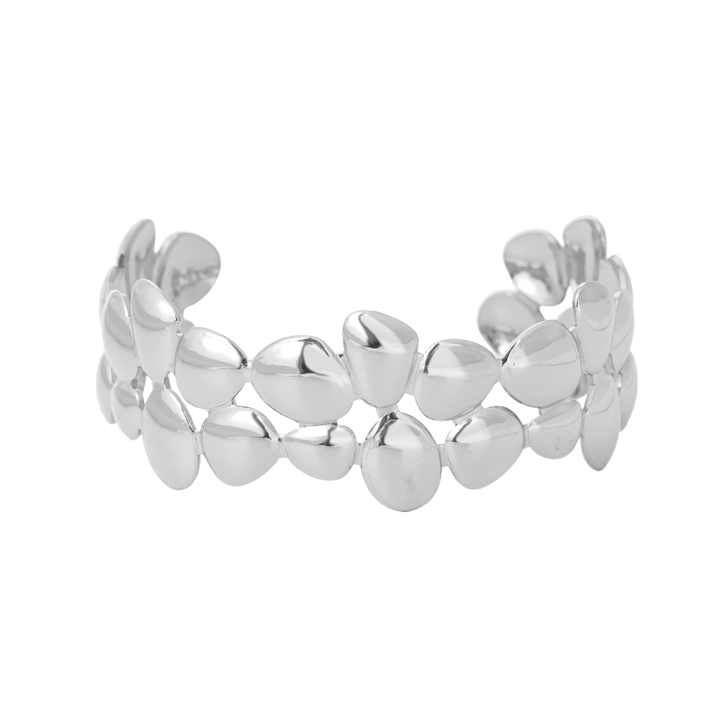 Adjustable many irregular circles stainless steel bangle      