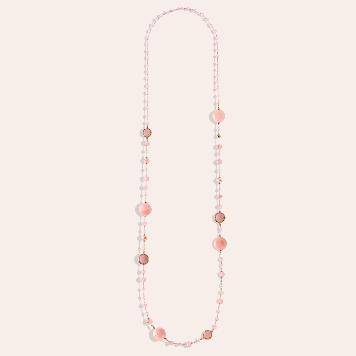 96cm resin crystals stainless steel necklace