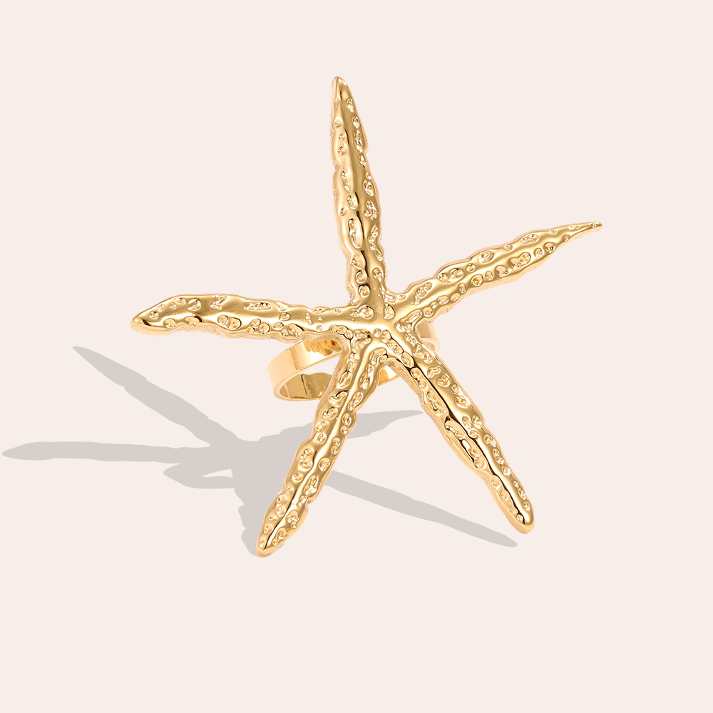 Stainless steel ring Adjustable large starfish