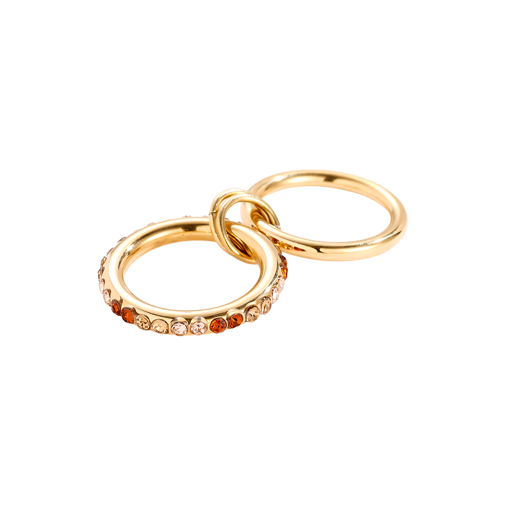 Two Layer Brown Colour Gradient Diamond Stainless Steel Ring    