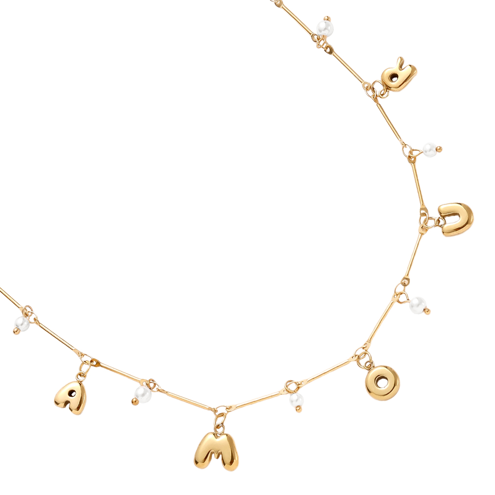 Stainless steel necklace 40cm AMOUR With Pearl