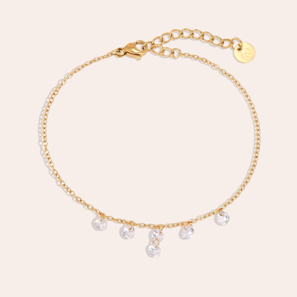 Stainless steel bracelet 17cm round zirconia
