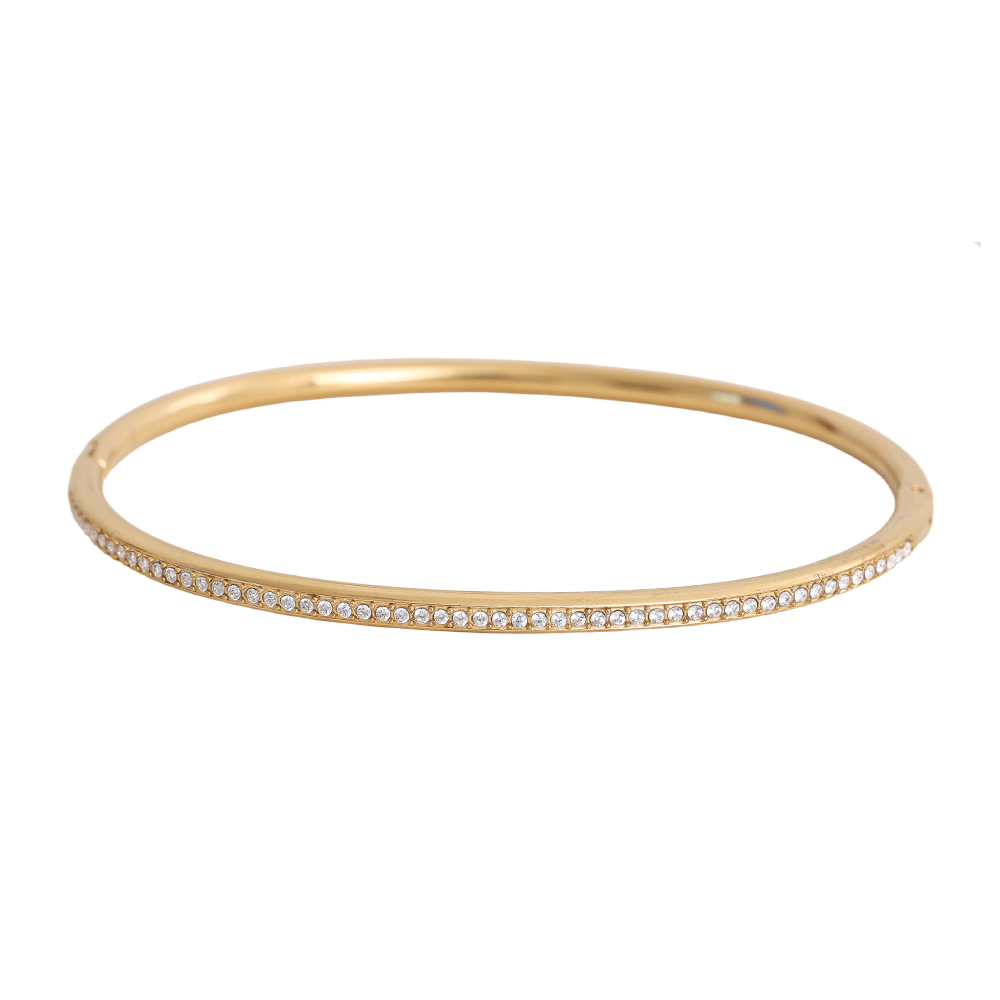 6.5cm Diameter Casual Diamond Stainless Steel Bangle      
